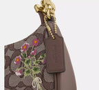 Coach Teri Mini Crossbody Bag In Signature Jacquard With Floral Embroidery  -  Gold/Oak Multi