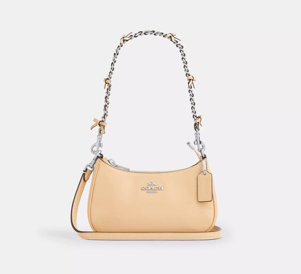 Coach Teri Mini Crossbody Bag With Bows  -  Silver/Light Sand