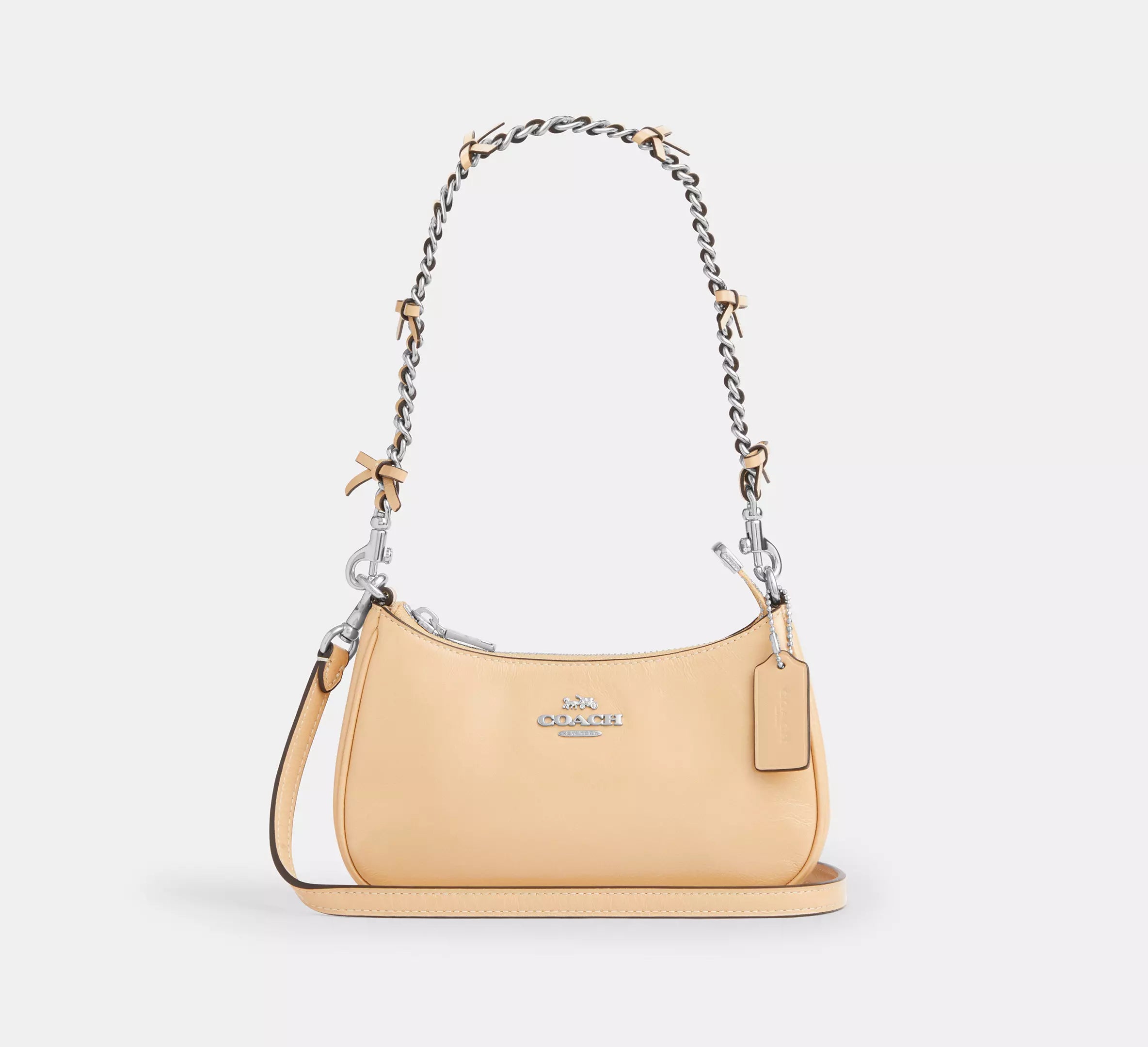 Coach Teri Mini Crossbody Bag With Bows  -  Silver/Light Sand