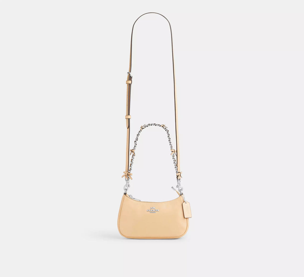 Coach Teri Mini Crossbody Bag With Bows  -  Silver/Light Sand