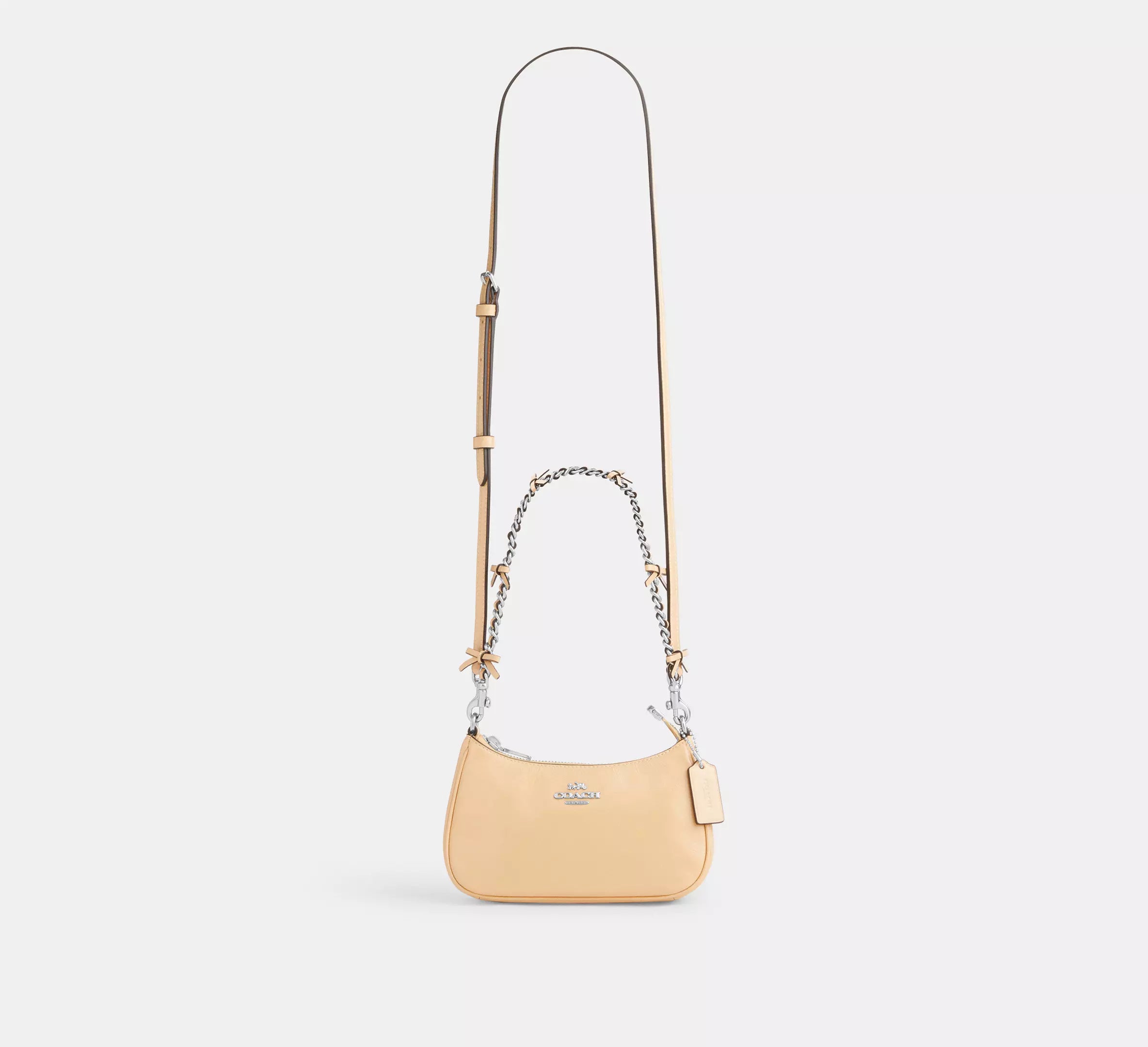Coach Teri Mini Crossbody Bag With Bows  -  Silver/Light Sand