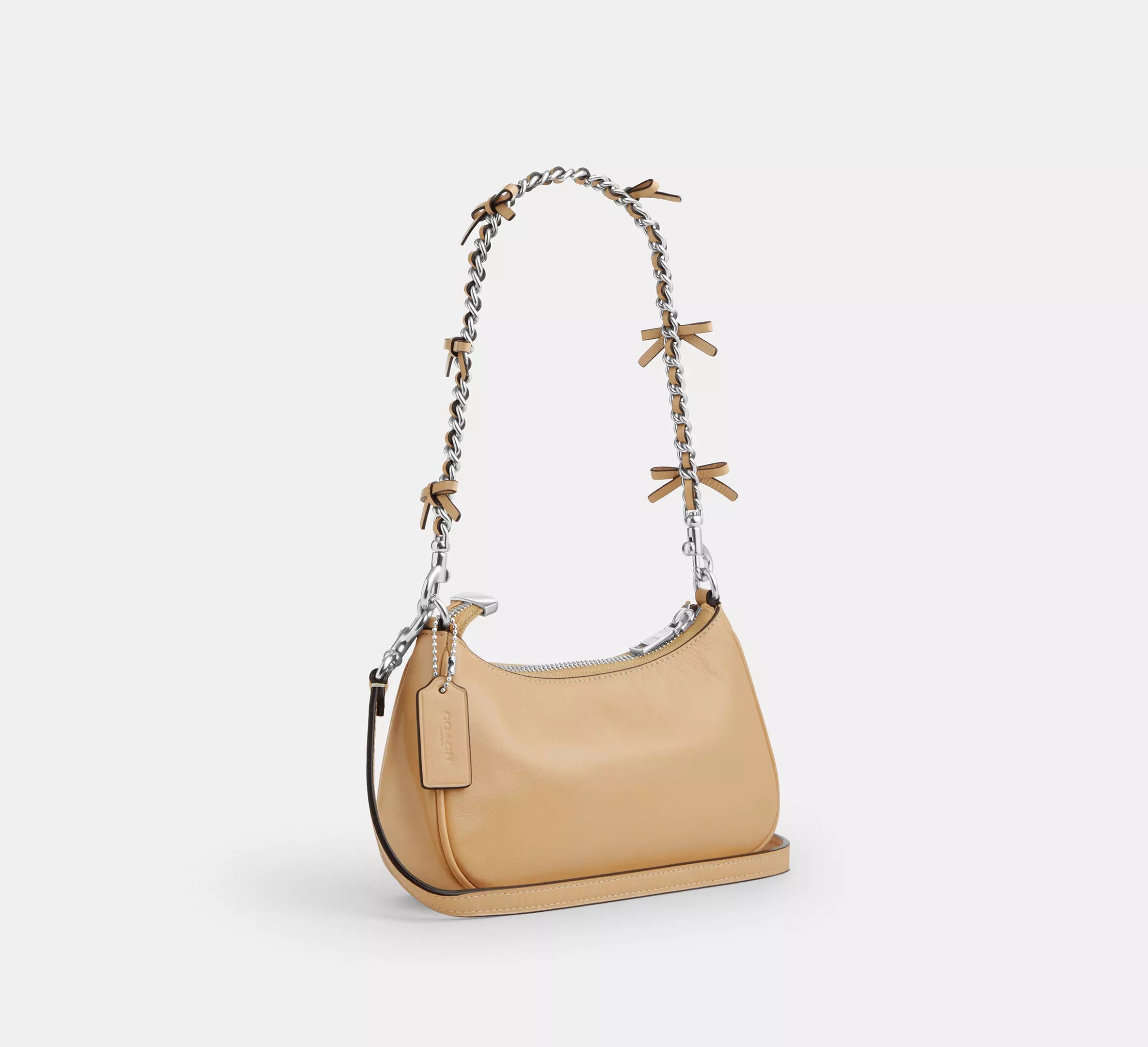 Coach Teri Mini Crossbody Bag With Bows  -  Silver/Light Sand