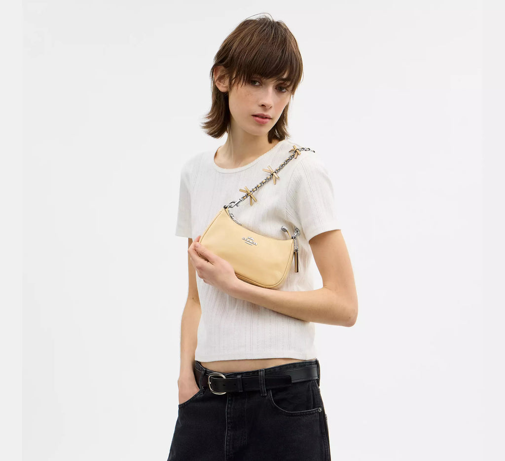 Coach Teri Mini Crossbody Bag With Bows  -  Silver/Light Sand