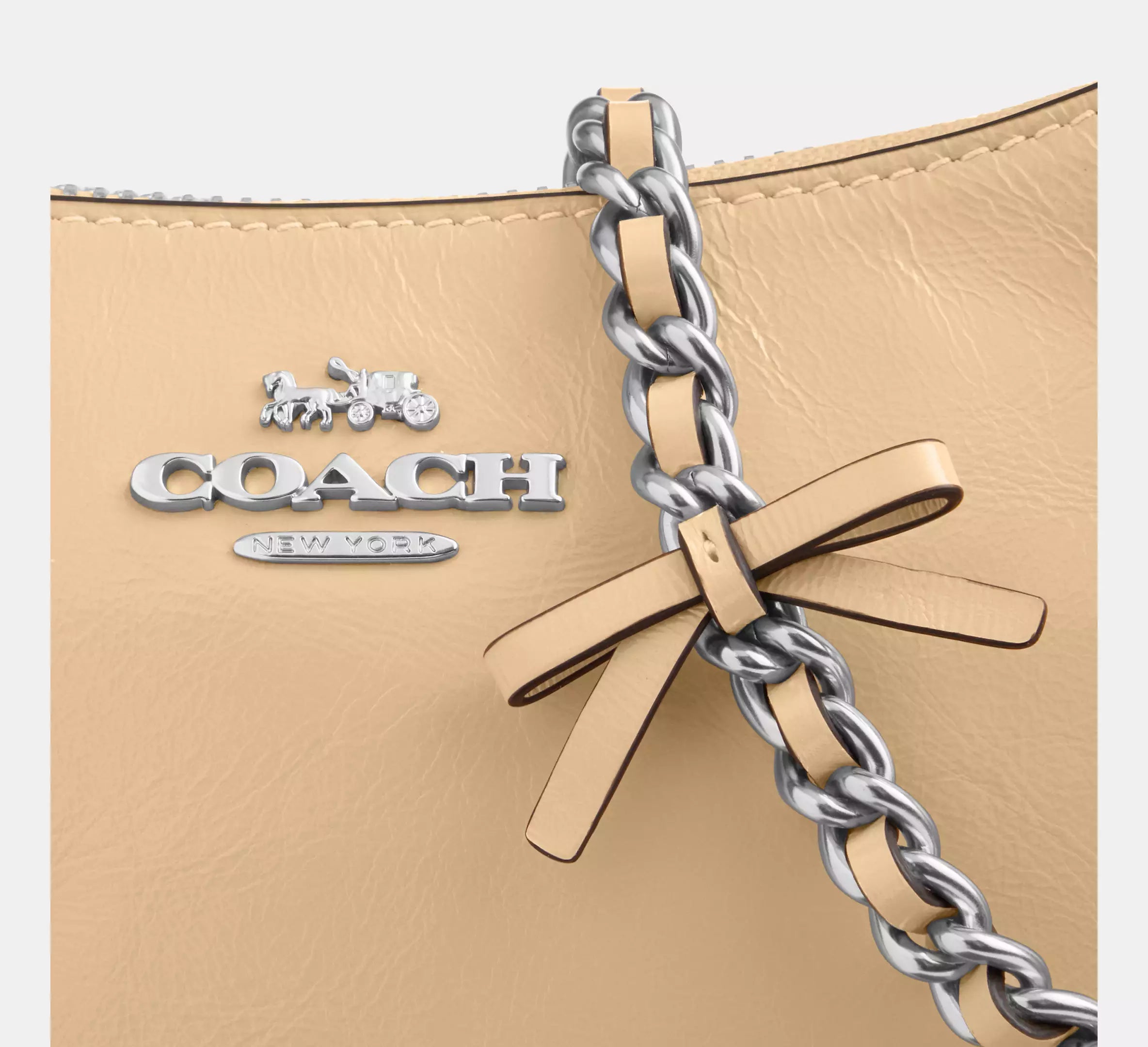 Coach Teri Mini Crossbody Bag With Bows  -  Silver/Light Sand