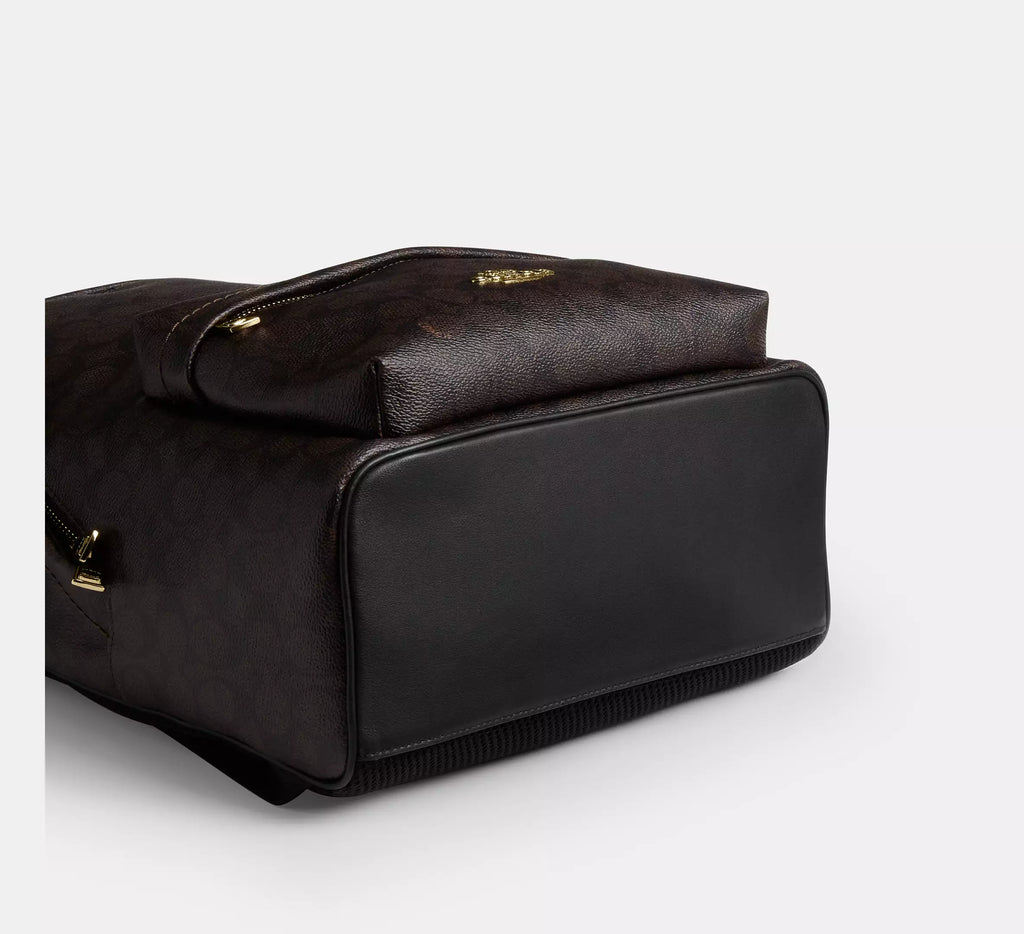 Coach Taylor Small Backpack In Signature  -  Gold/Walnut/Black