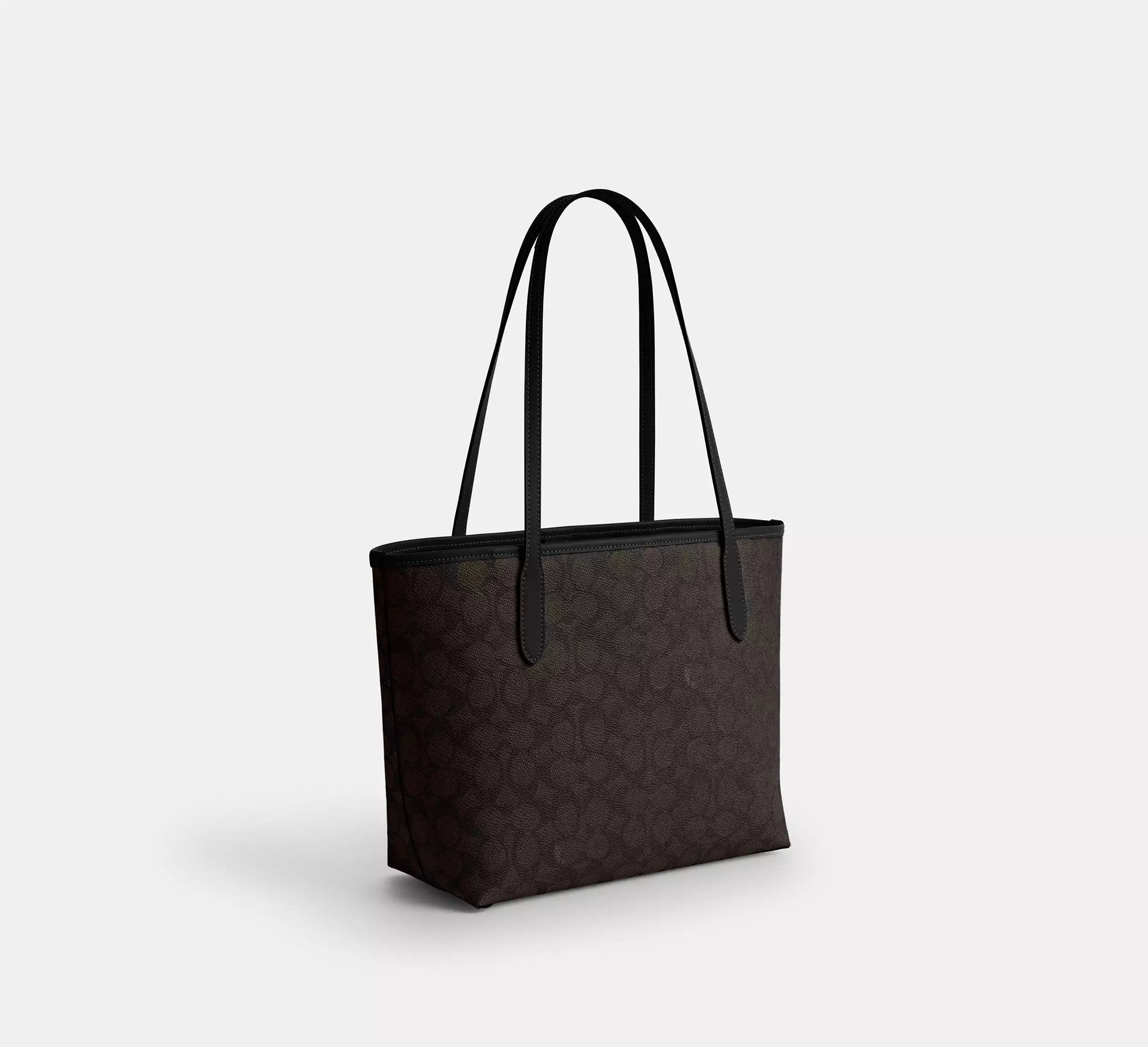 Coch Medium City Tote Bag In Signature  -  Gold/Walnut/Black