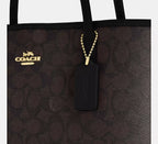 Coch Medium City Tote Bag In Signature  -  Gold/Walnut/Black