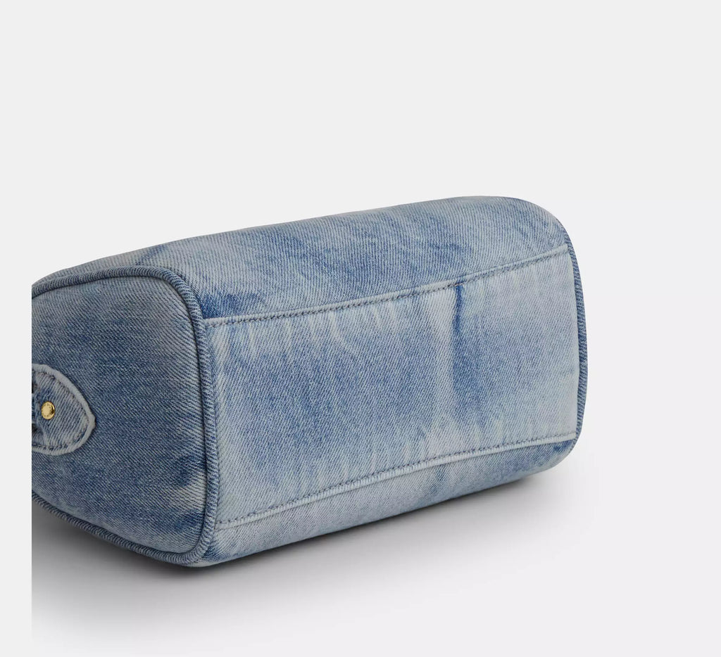 Coach Mini Rowan Crossbody Bag In Loved Denim With Charms  - Gold/Light Indigo