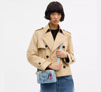 Coach Mini Rowan Crossbody Bag In Loved Denim With Charms  - Gold/Light Indigo