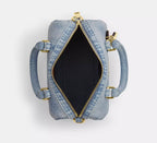 Coach Mini Rowan Crossbody Bag In Loved Denim With Charms  - Gold/Light Indigo