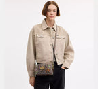 Coach Mini Rowan Crossbody Bag In Signature Jacquard With Floral Embroidery - Gold/Oak Multi