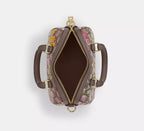 Coach Mini Rowan Crossbody Bag In Signature Jacquard With Floral Embroidery - Gold/Oak Multi