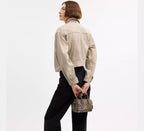 Coach Mini Rowan Crossbody Bag In Signature Jacquard With Floral Embroidery - Gold/Oak Multi