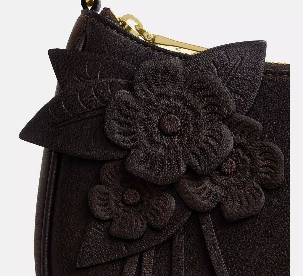 Coach Teri Shoulder Bag With Floral Applique - Gold/Maple
