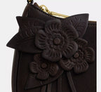 Coach Teri Shoulder Bag With Floral Applique - Gold/Maple