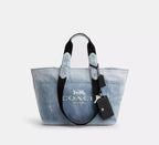 Coach Small Tour Tote Bag In Loved Denim With Charms  - Silver/Light Indigo