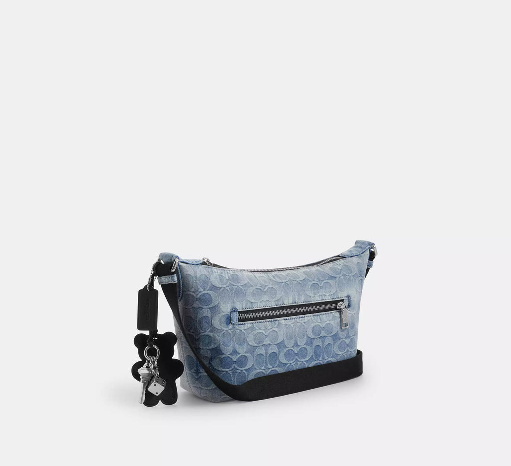 Coach Small Finn Crossbody With Pouch In Loved Signature Denim  - Silver/Light Indigo