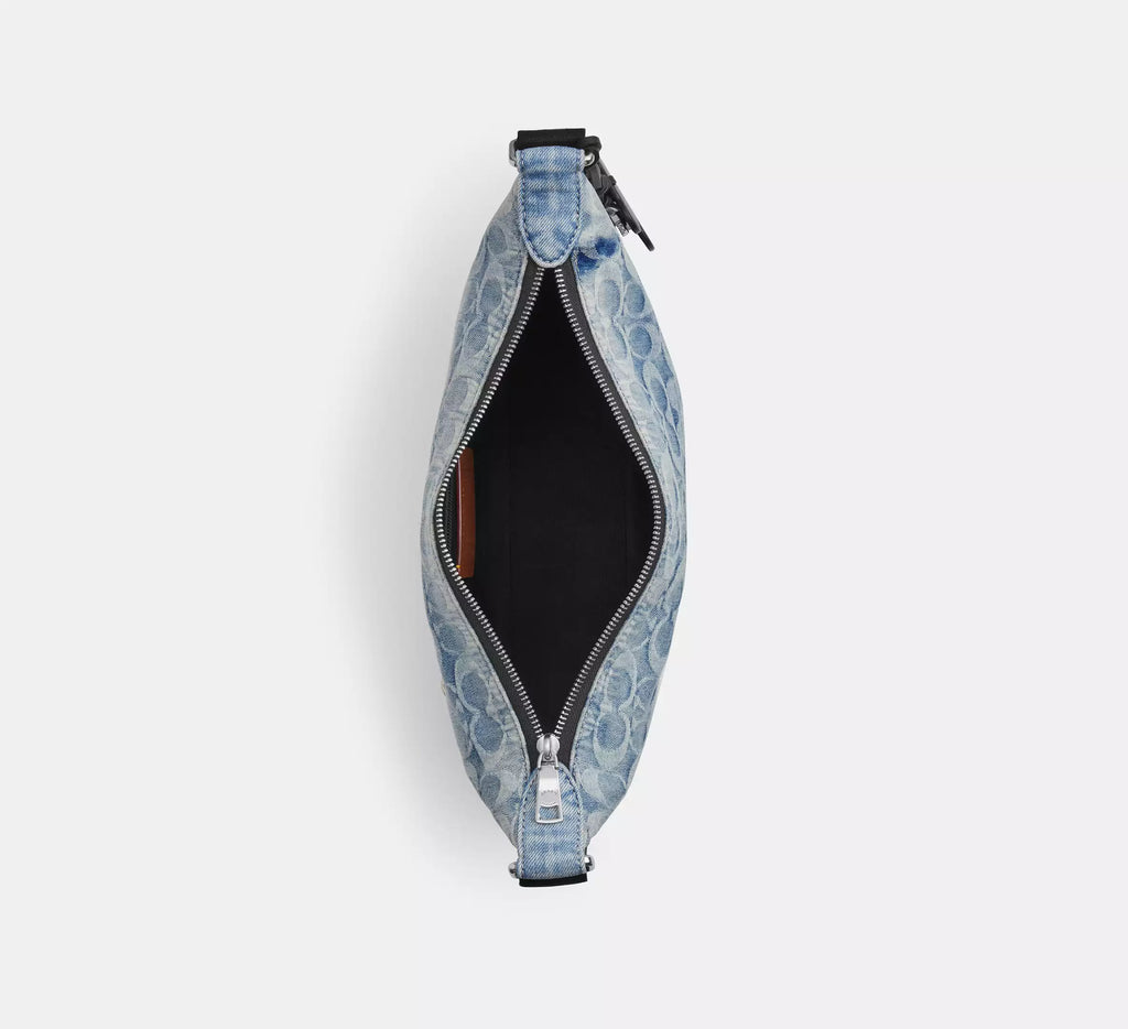 Coach Small Finn Crossbody With Pouch In Loved Signature Denim  - Silver/Light Indigo