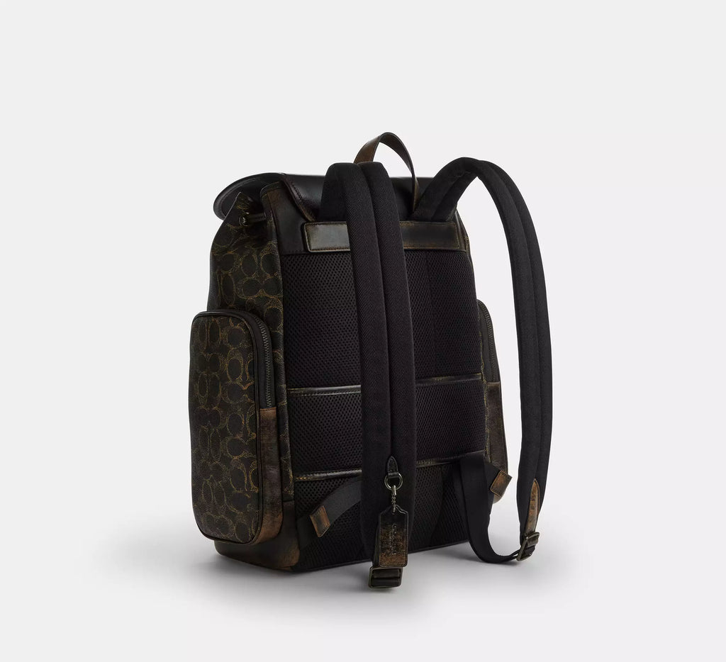 Coach Finn Backpack In Loved Signature  -   Gunmetal/Brown