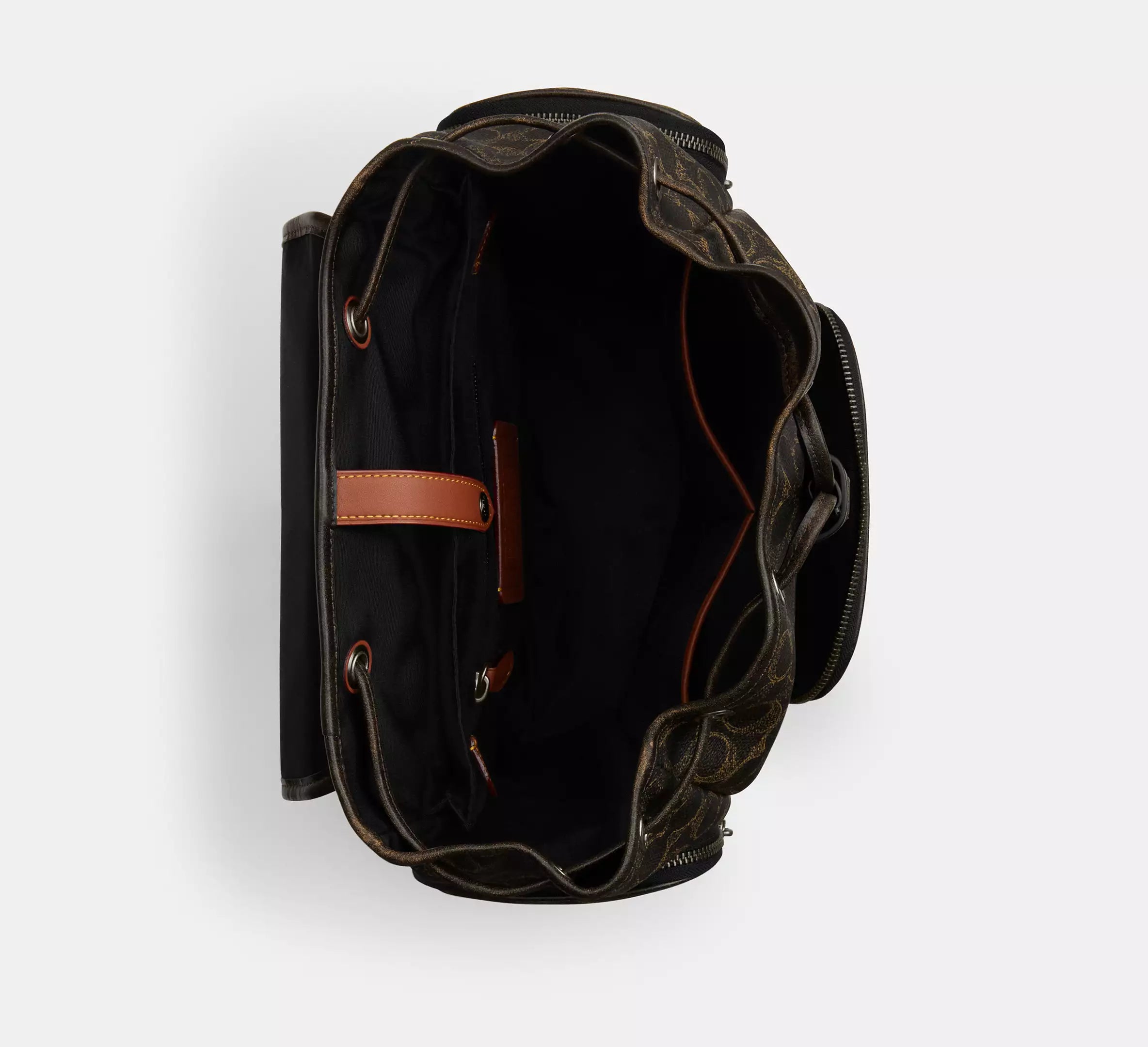 Coach Finn Backpack In Loved Signature  -   Gunmetal/Brown