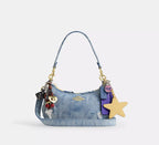Coach Teri Shoulder Bag In Loved Denim With Charms - denim/Gold/Light Indigo