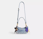 Coach Teri Shoulder Bag In Loved Denim With Charms - denim/Gold/Light Indigo
