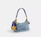 Coach Teri Shoulder Bag In Loved Denim With Charms - denim/Gold/Light Indigo