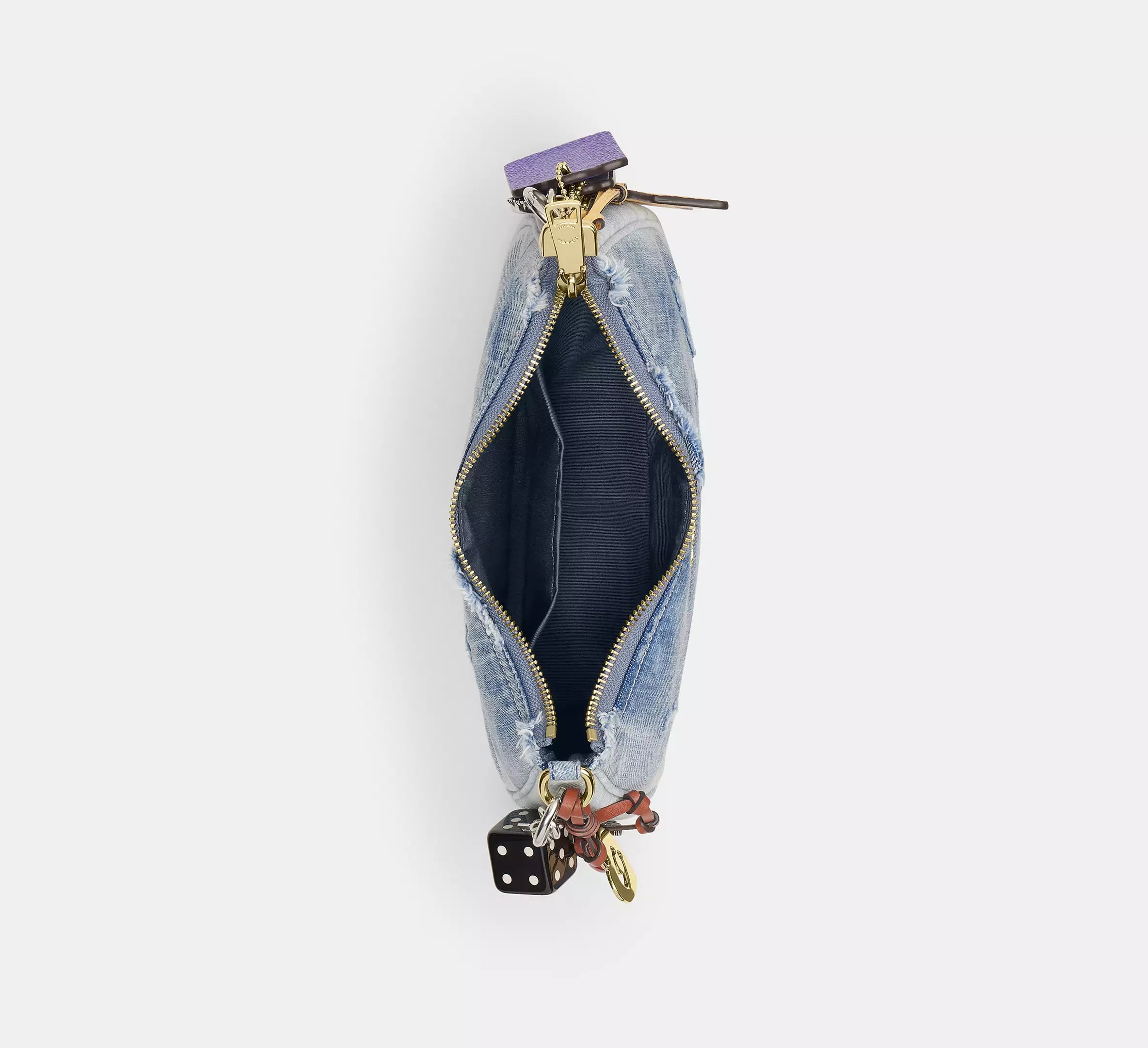 Coach Teri Shoulder Bag In Loved Denim With Charms - denim/Gold/Light Indigo