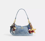 Coach Teri Shoulder Bag In Loved Denim With Charms - denim/Gold/Light Indigo