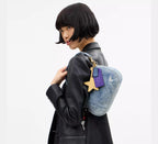 Coach Teri Shoulder Bag In Loved Denim With Charms - denim/Gold/Light Indigo