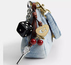 Coach Teri Shoulder Bag In Loved Denim With Charms - denim/Gold/Light Indigo