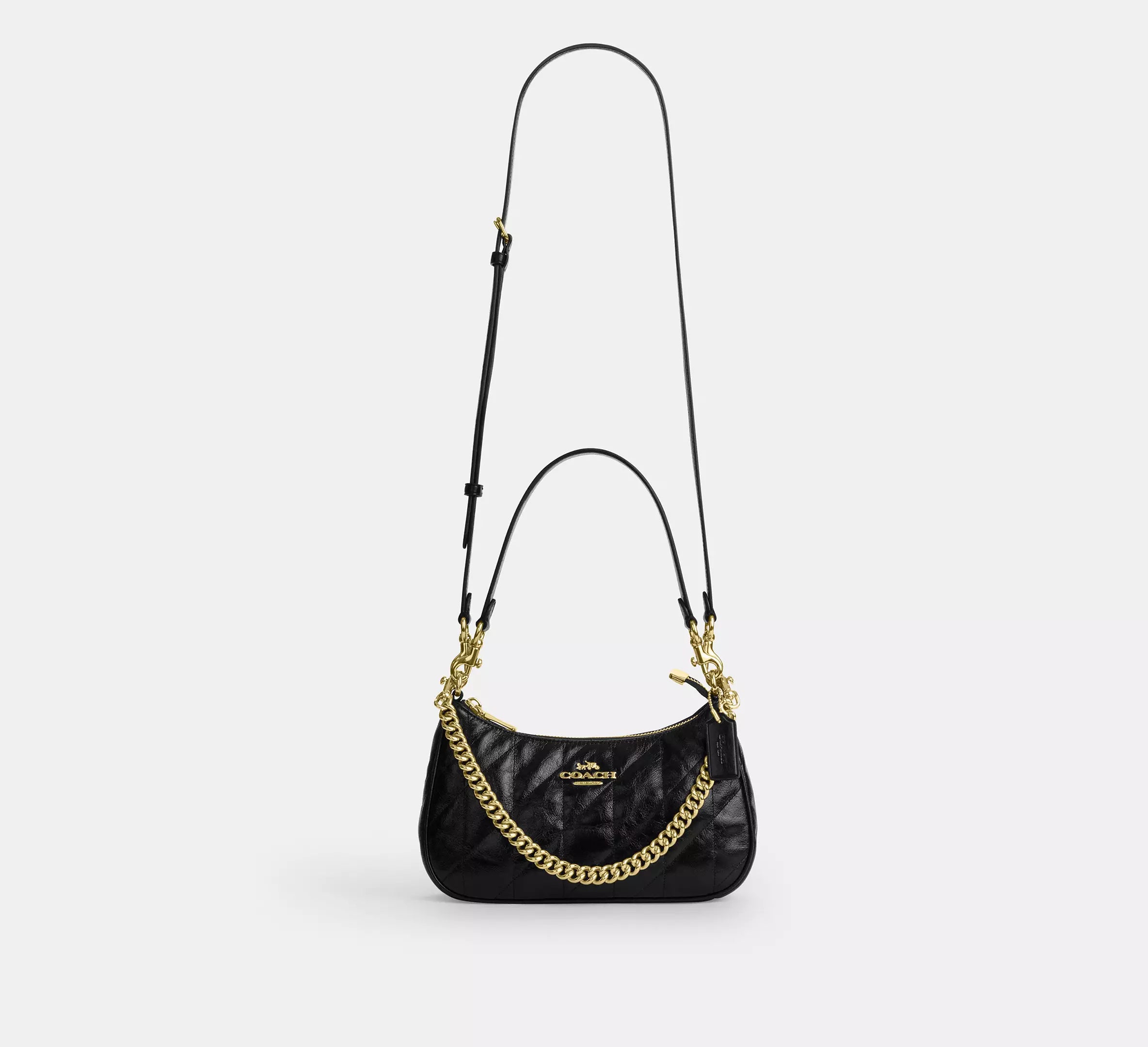 Coach Teri Shoulder Bag With Quilting - Gold/Black