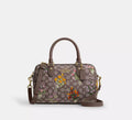 Coach  Rowan Satchel Bag In Signature Jacquard With Floral Embroidery - Gold/Oak Multi