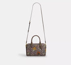Coach  Rowan Satchel Bag In Signature Jacquard With Floral Embroidery - Gold/Oak Multi