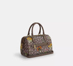 Coach  Rowan Satchel Bag In Signature Jacquard With Floral Embroidery - Gold/Oak Multi