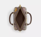 Coach  Rowan Satchel Bag In Signature Jacquard With Floral Embroidery - Gold/Oak Multi