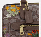 Coach  Rowan Satchel Bag In Signature Jacquard With Floral Embroidery - Gold/Oak Multi