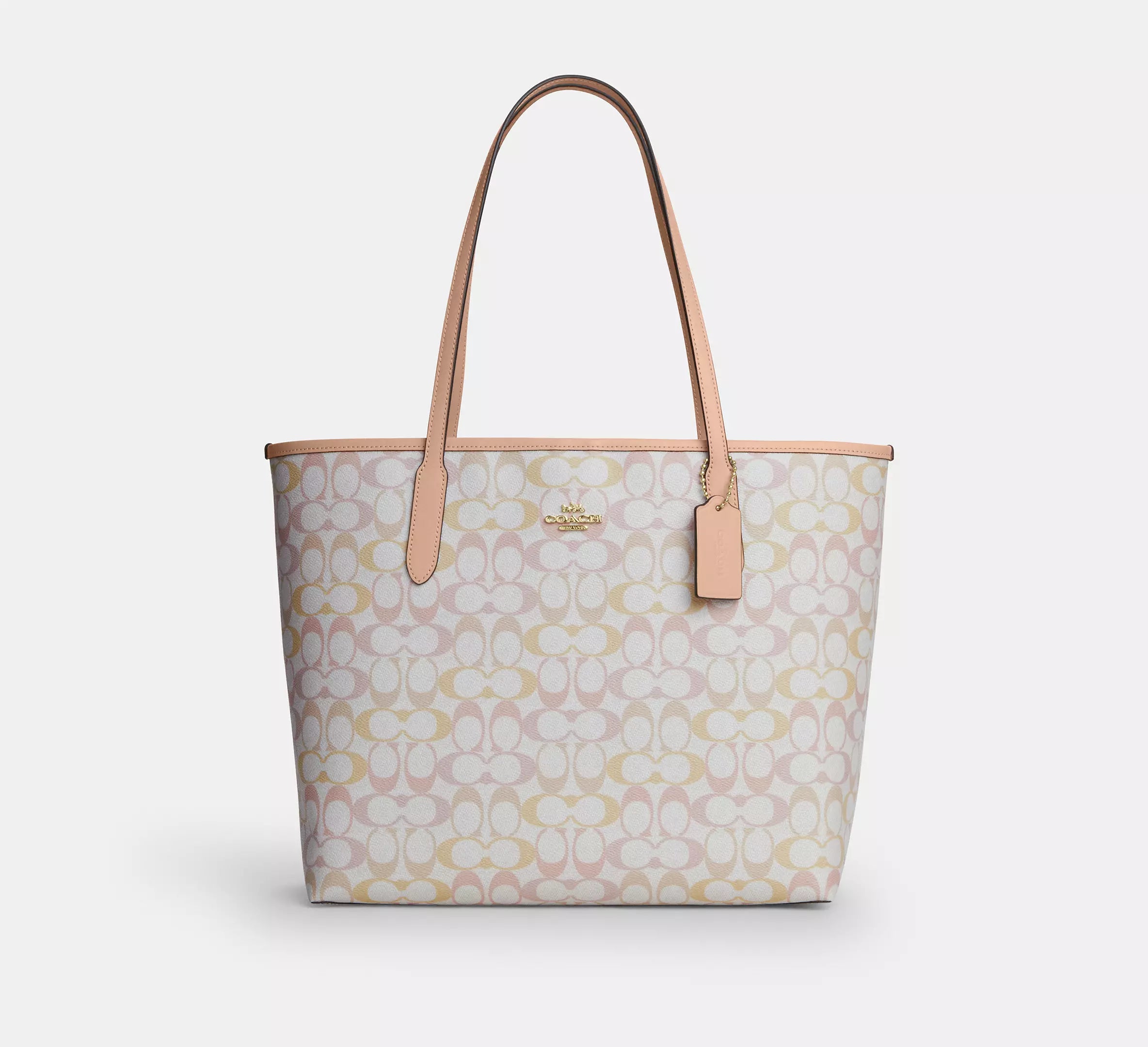 Coach City Tote Bag In Pretty Signature - Im/Chalk/Pink