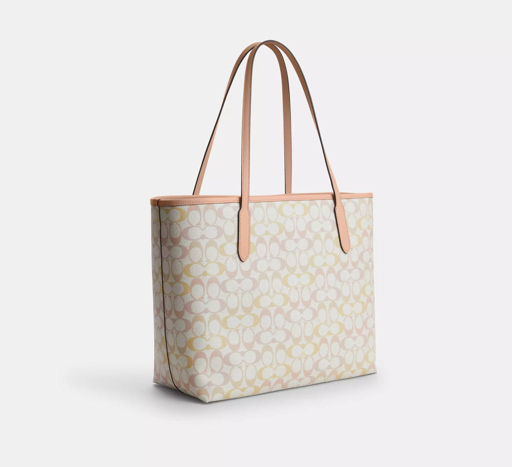 Coach City Tote Bag In Pretty Signature - Im/Chalk/Pink