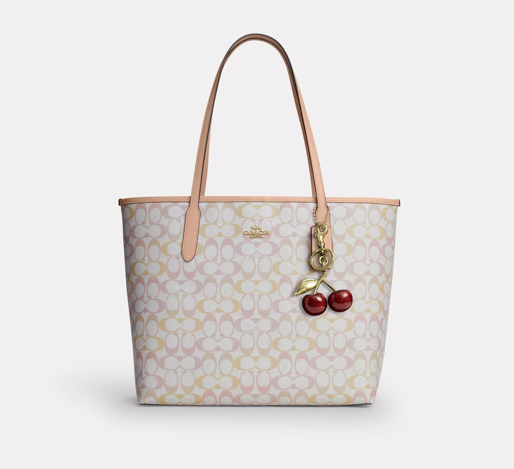 Coach City Tote Bag In Pretty Signature - Im/Chalk/Pink