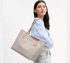 Coach City Tote Bag In Pretty Signature - Im/Chalk/Pink