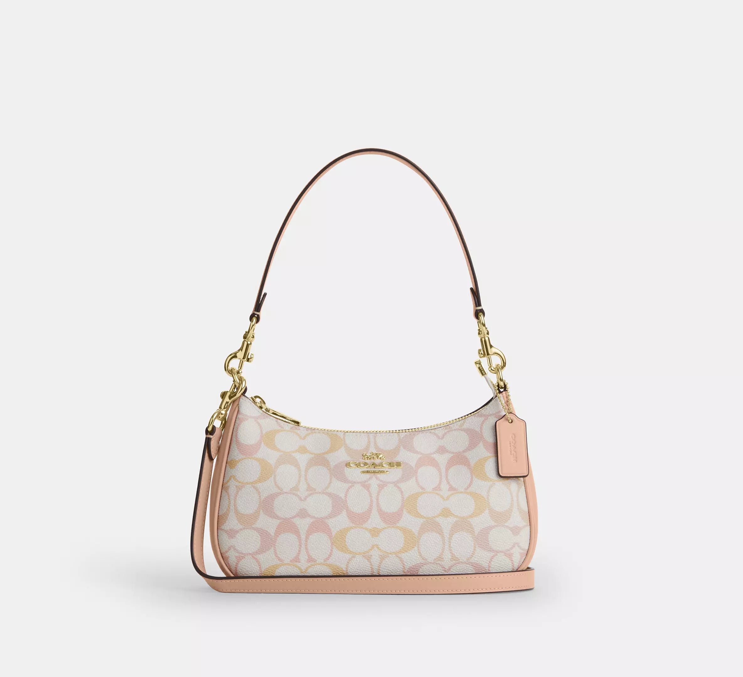 Coach Teri Shoulder Bag In Pretty Signature - Gold/Chalk/Pink
