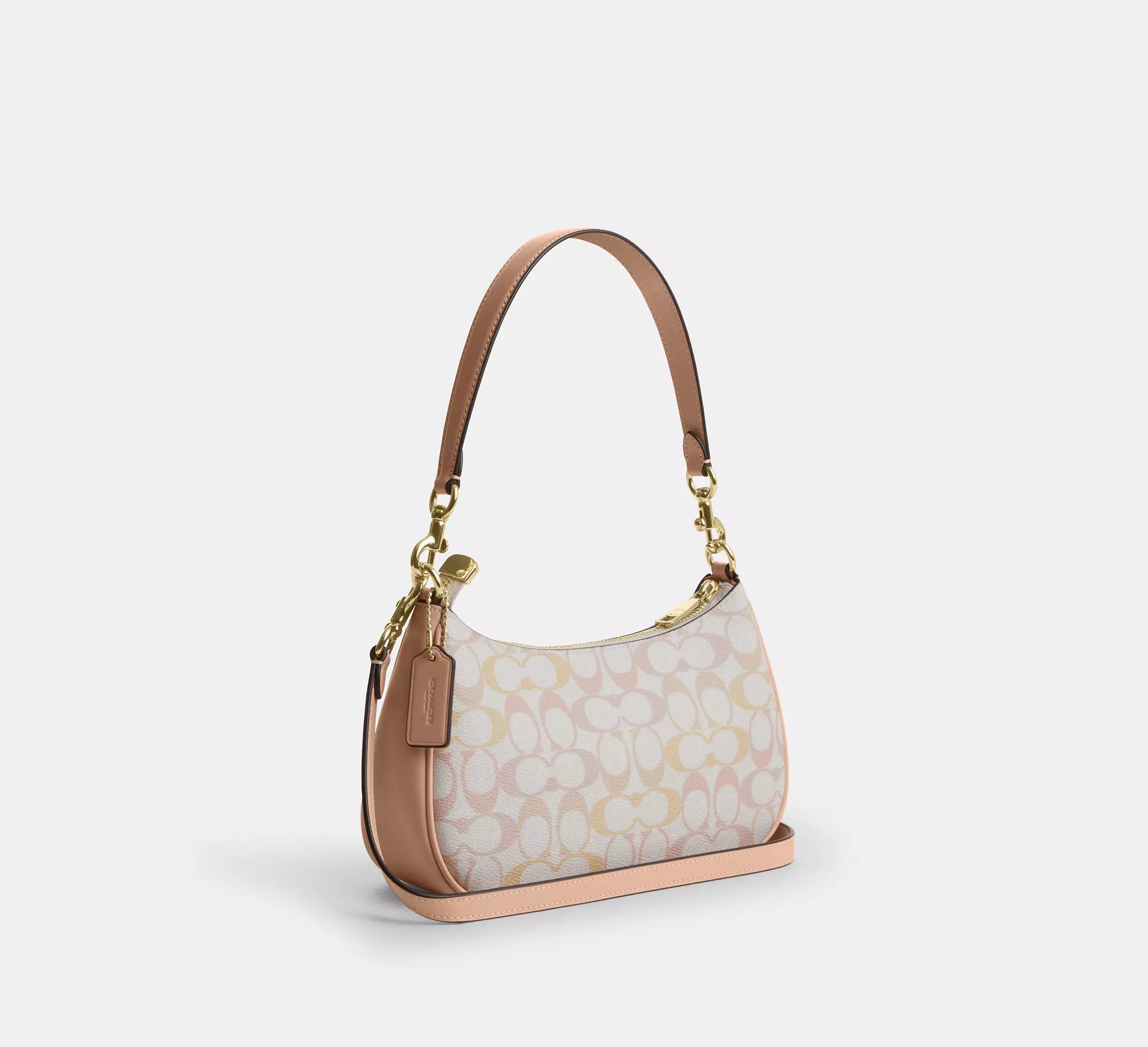 Coach Teri Shoulder Bag In Pretty Signature - Gold/Chalk/Pink