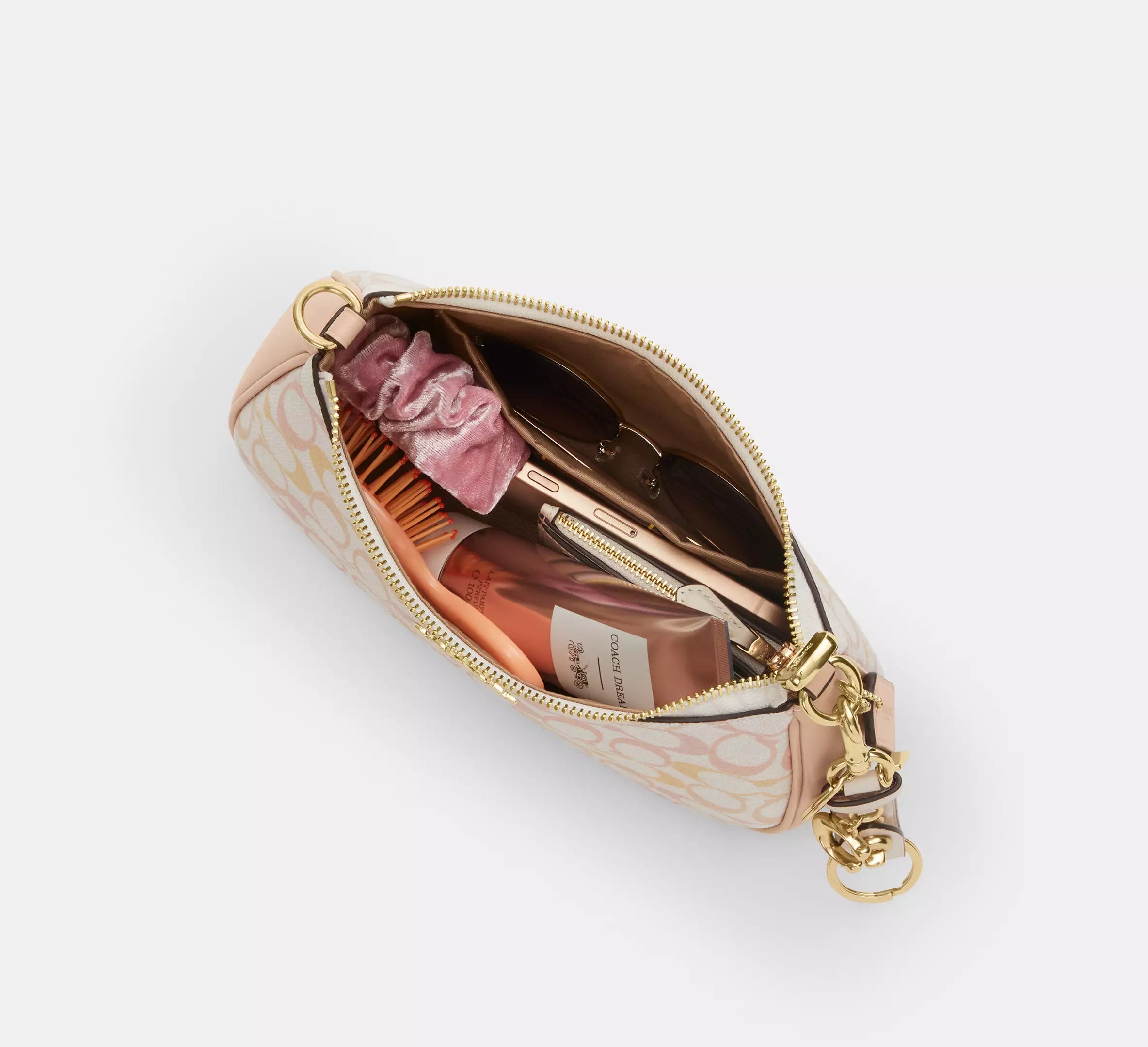 Coach Teri Shoulder Bag In Pretty Signature - Gold/Chalk/Pink
