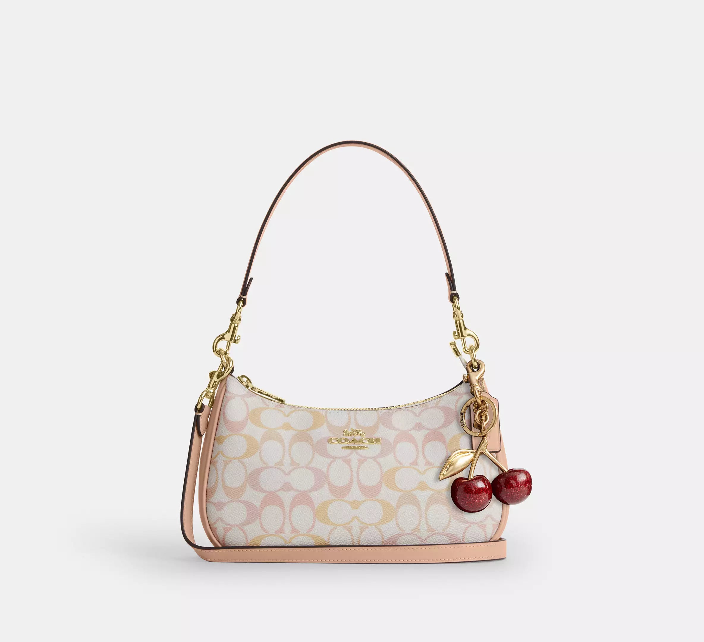 Coach Teri Shoulder Bag In Pretty Signature - Gold/Chalk/Pink