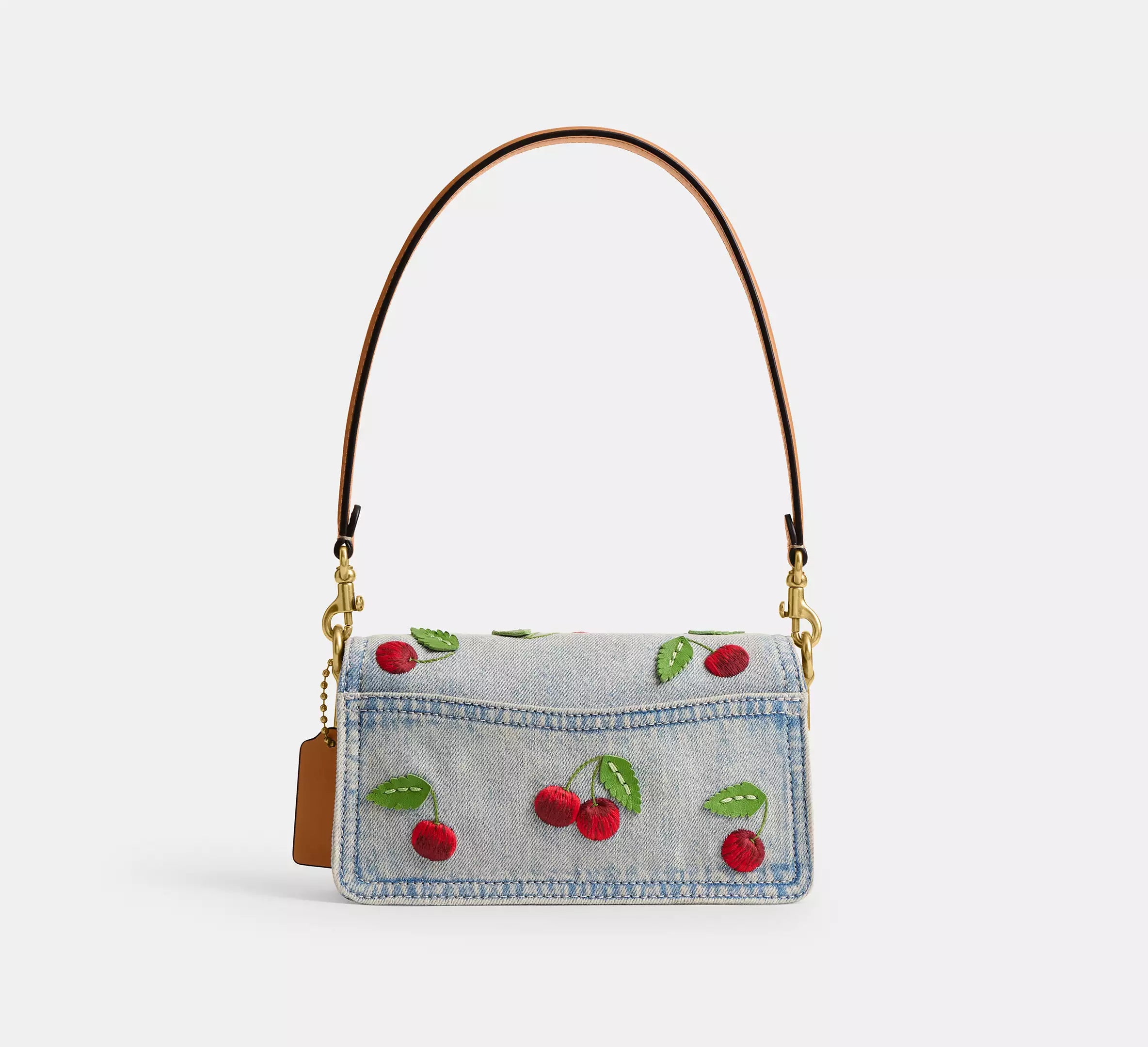 Coach Tabby Shoulder Bag 20 With Cherry Embroidery  -  Brass/Denim