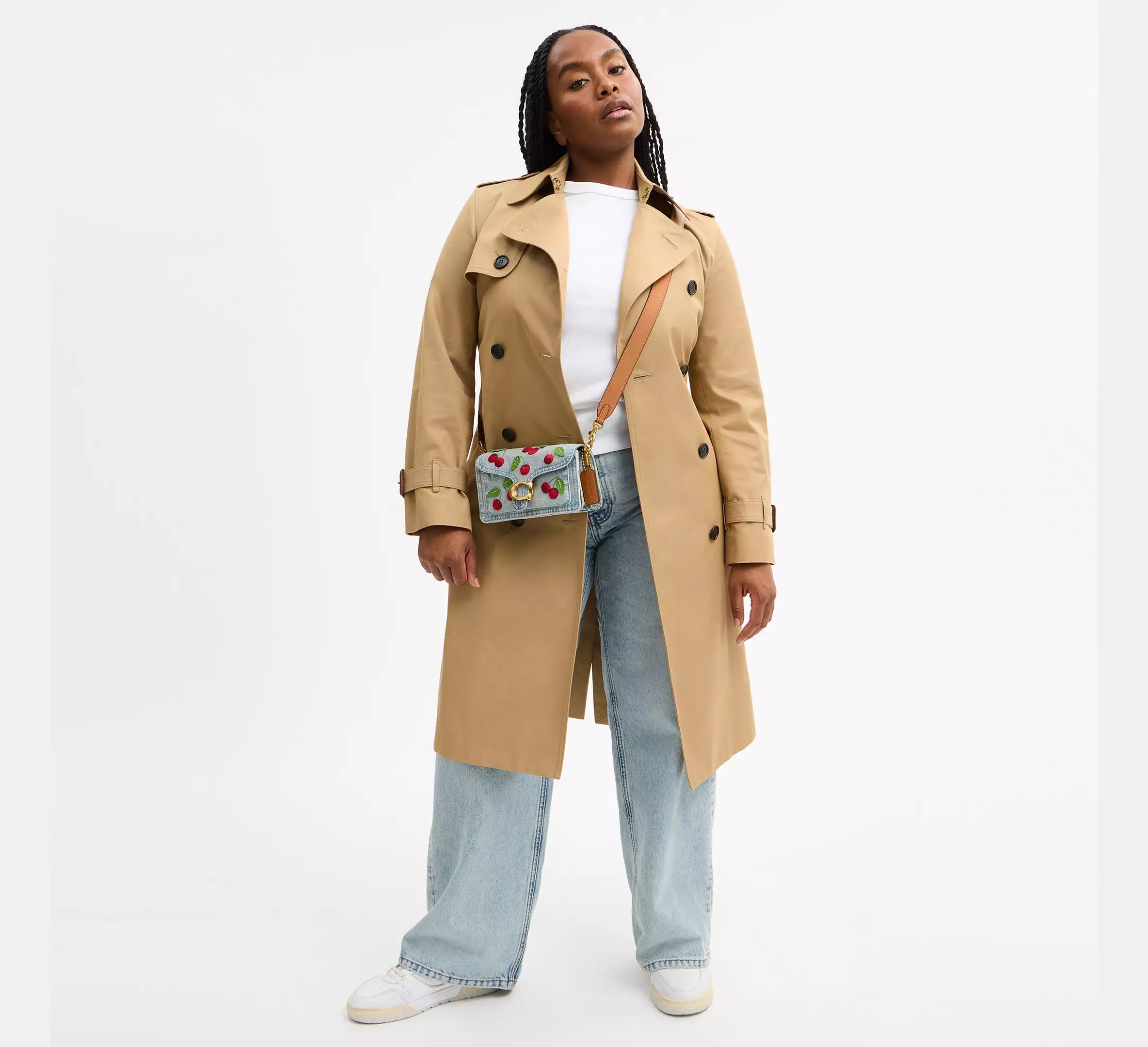 Coach Tabby Shoulder Bag 20 With Cherry Embroidery  -  Brass/Denim
