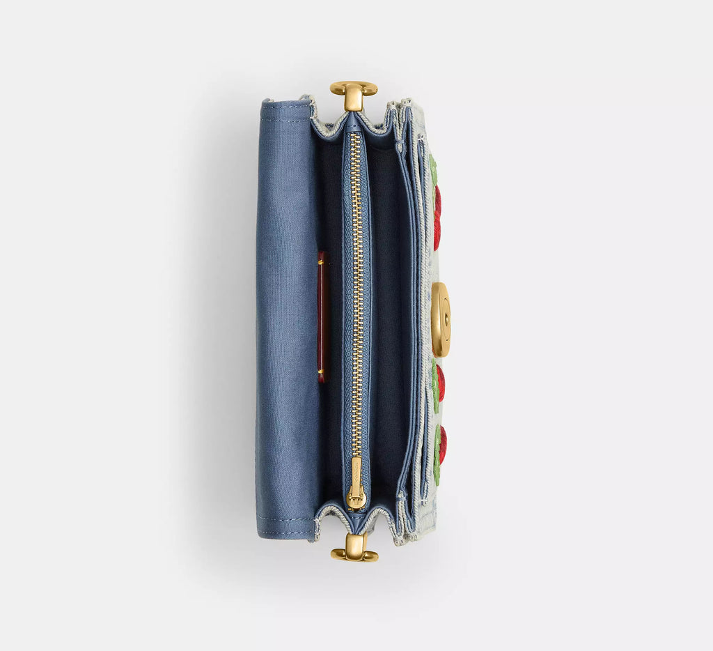 Coach Tabby Shoulder Bag 20 With Cherry Embroidery  -  Brass/Denim