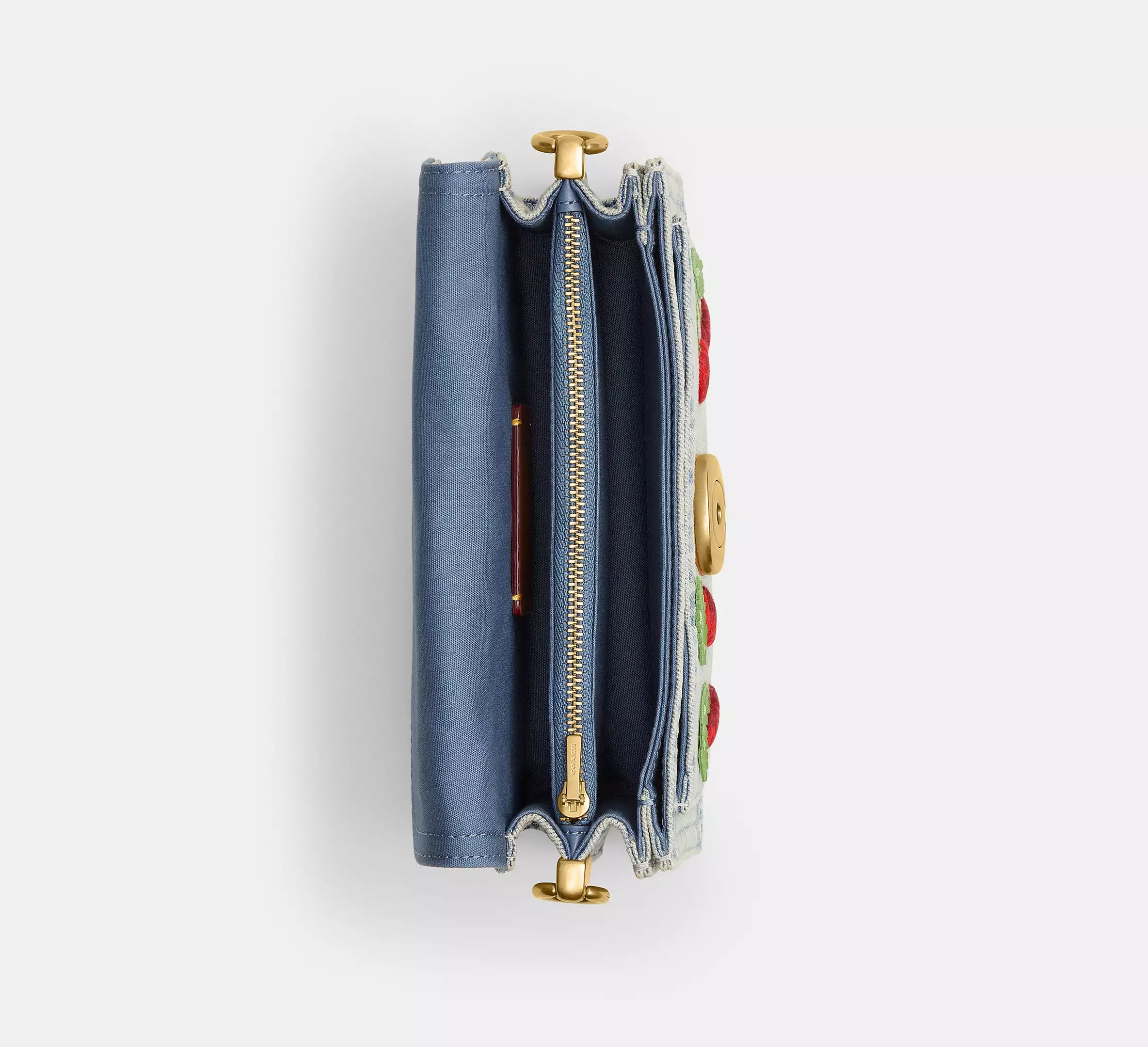 Coach Tabby Shoulder Bag 20 With Cherry Embroidery  -  Brass/Denim