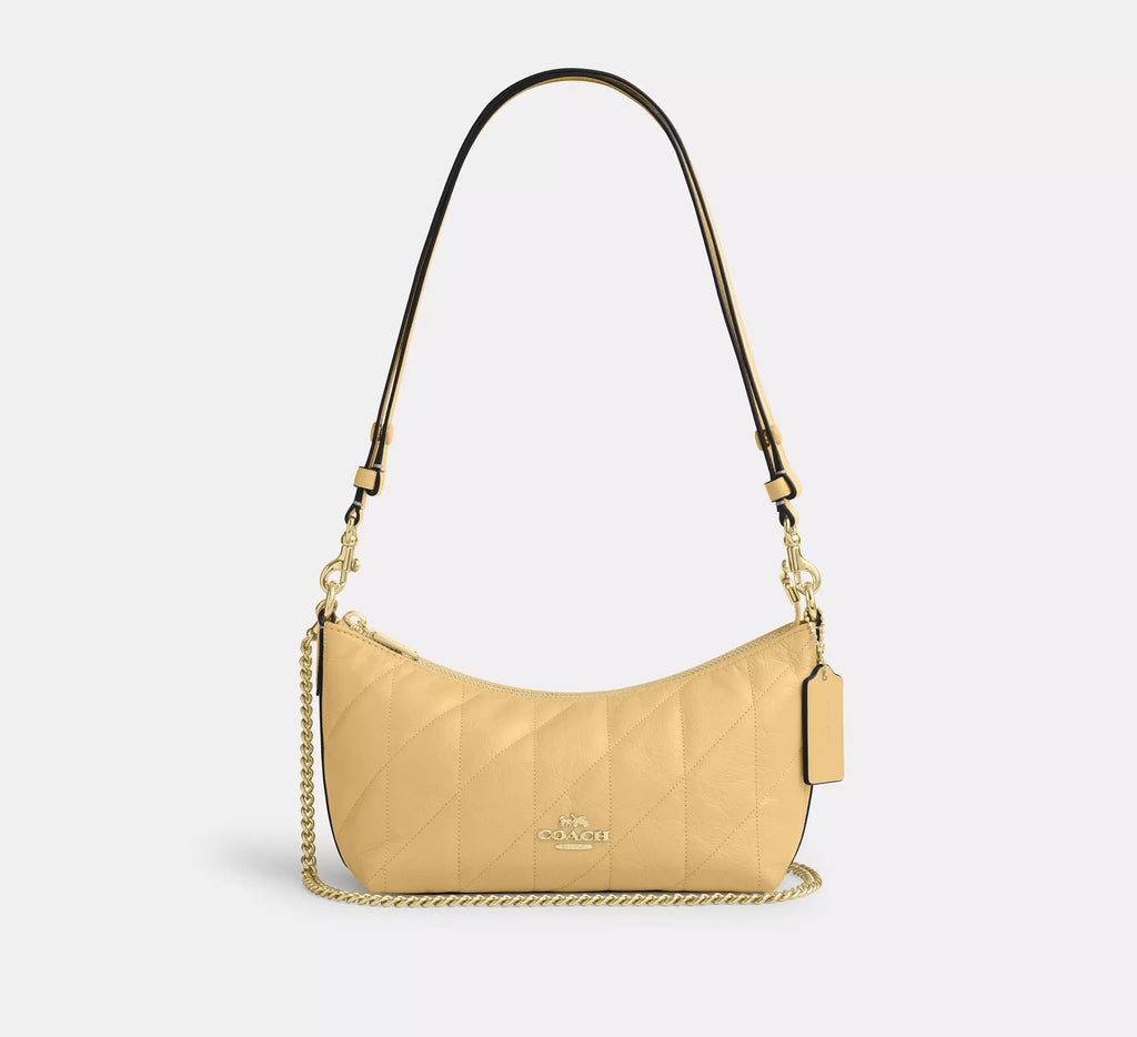 Coach Caitlin Shoulder Bag With Quilting   -  Gold/Soft Yellow
